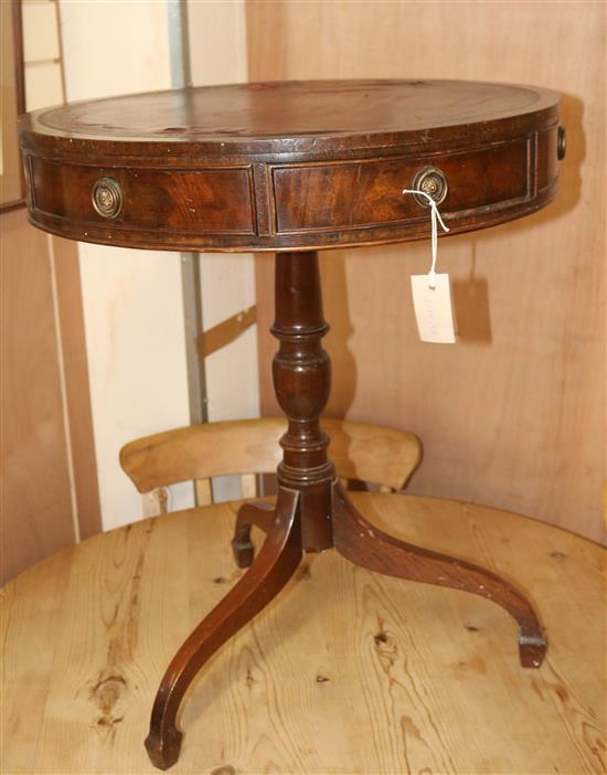 A Regency style mahogany revolving drum top table W.60cm